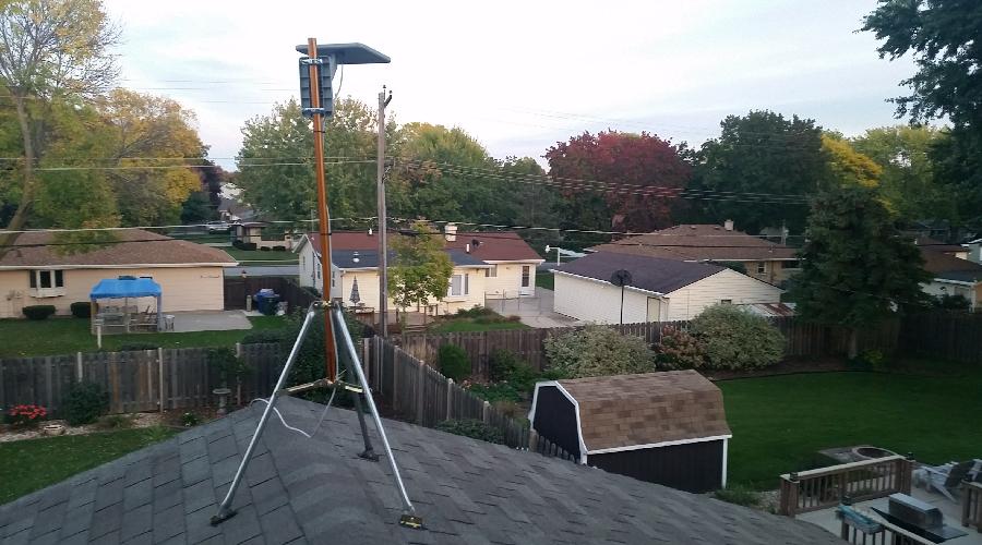 antenna tripod, mounted to face the southeast